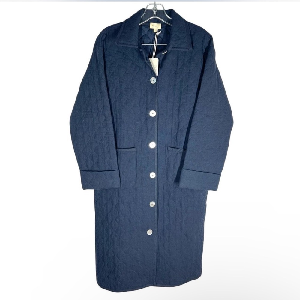 DONNI Quilted Long midi jacket in Navy Blue NEW - Picture 5 of 8